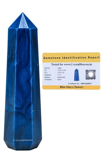 Image of Crystal Heaven Certified Blue Agate Crystal Tower Obelisk Point For Chakra, Healing And Balancing - Aaa Grade Original Certified Gemstone Agate For Reiki Meditation Yoga Spiritual (2-3 Inches)