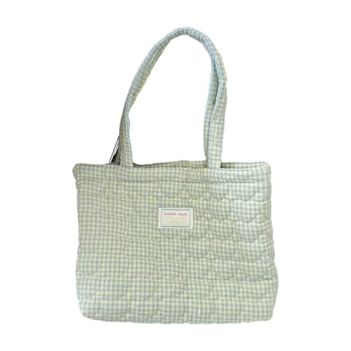 MARCBUSE Bolso de hombro acolchado extra grande con detalles de corazón a cuadros, bolso de mano de tela de poliéster, diseño ligero para viajeros, bolsa de hombro de gran capacidad para mujeres MARCBUSE Bolso de hombro acolchado extra grande con detalles de corazón a cuadros, bolso de mano de tela de poliéster, diseño ligero para viajeros, bolsa de hombro de gran capacidad para mujeres