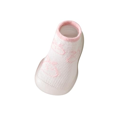 Spring/Summer Mesh Breathable Baby Toddler Shoes and Socks Comfortable Non Slip Baby Rubber Soled Socks (Pink, 6 Infant)