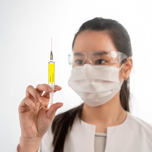 Image of Yellow Medicine Syringe Labels (Units /mL) - 800 Medication Labels Stickers, 12mm x 40mm, for Hospitals, Pharmacy & Vet