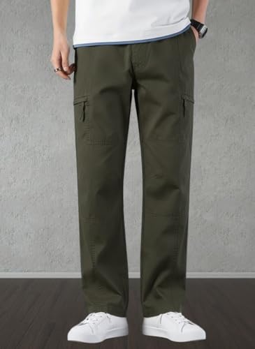 Image of Men's Cargo Pants | Casual Cotton Cargo Trousers for Men | Regular Fit Multi Pocket Outdoor Travel Pants | Stylish Comfortable Casual Bottom Wear for Men
