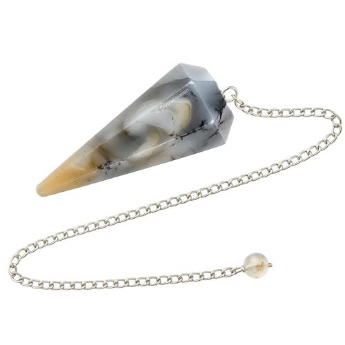 Image of Certified Dendrite Agate Pendulum Dowsing Tool - Natural Crystal Pendulum for Spiritual Guidance - Premium Dowser Pendulum for Accurate Divination and Energy Healing - Perfect for Energy Healing and Chakra Balancing - Handcrafted with Precision and Elegance