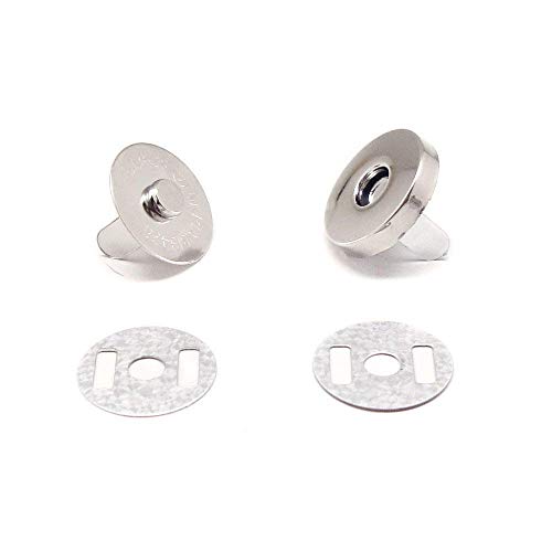 Image of DIY Crafts Pack of 10 Sets, Pack Magnetic Clasps, Snaps, Fasteners, Button Replacement Kit, Perfect for Purse, Bag, Clothes, Leather, Silver, Diameter Purse Dress (Pack of 10 Sets)