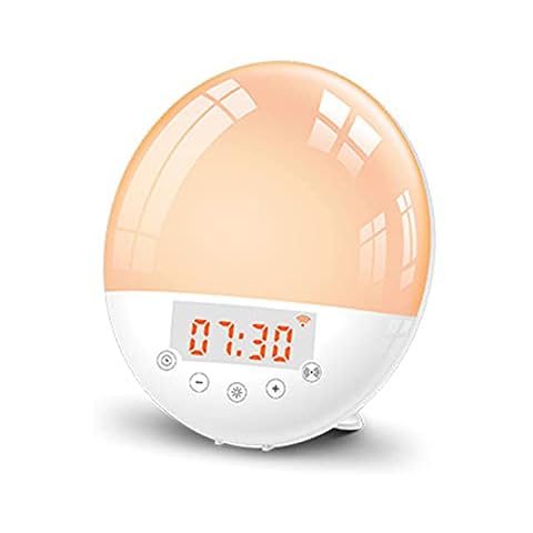 Tuya WiFi Sunrise Alarm Clock Light Intelligent Alarm Clock LED 7 Colors Adjustable Intelligent Home Bed Room Living Room Multifunction Light Compatible with Alexa Google Home Cover
