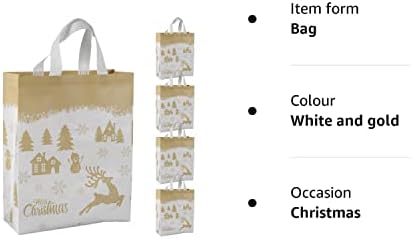 DOJoykey Christmas Tote Bags, Non-woven Fabric Christmas Gift Bags Shopping Bags Reusable Large Size Tote Bags for Christmas Gift Delivering Distributing Shopping Party Decoration