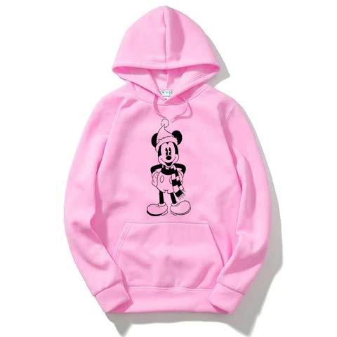 Pink Hoodie with Black Print:Santa Mickey/Hoodie for Men & Women/Warm Hoodie/Unisex Hoodie