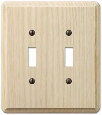 Westek 401TT Contemporary Wall Plate, Unfinished Ash Wood, 2 Toggle - Quantity 3