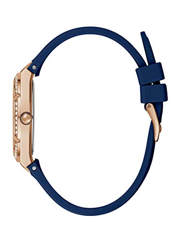 Guess Blue + Rose Gold-Tone Crystal Silicone Watch