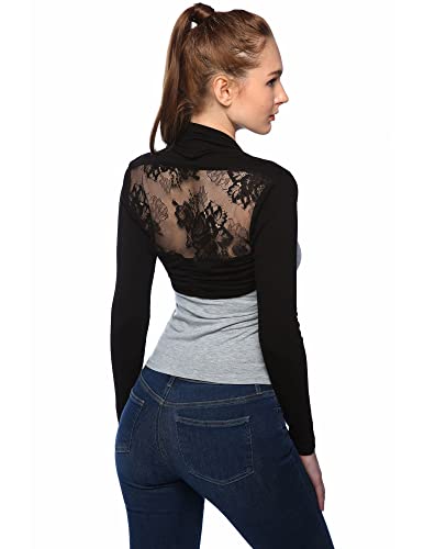 AmélieBoutik Women Lace Back Bolero Cropped Cardigan Shrug