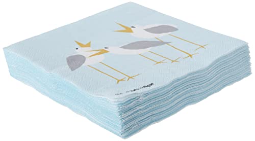 Boston International IHR Cocktail Beverage Paper Napkins, 5 x 5-Inches, Seagulls, 20-Count