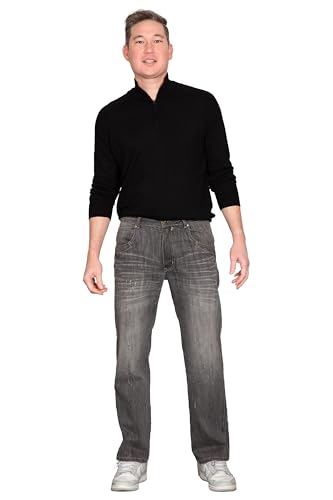 Level 7 Men's Relaxed Bootcut & Relaxed Straight Leg Denim Distressed Jeans with Zipper Pocket