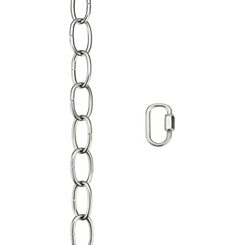 Image of Aspen Creative 21108-31,Steel 6 Feet Heavy Duty Chain & Quick Link Connector for Hanging Up Maximum Weight 40 Pounds-Lighting Fixture /Swag Light /Plant in Brushed Nickel.11 Gauge.