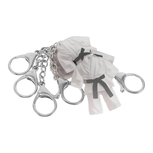 BESTYASH 5 Piezas Llavero Coleccionable de Acrílico Mini Uniforme de Taekwondo Adolescentes, Diseño Blanco Bordes Redondeados, Adorno Adecuado para Regalos Deportivos
