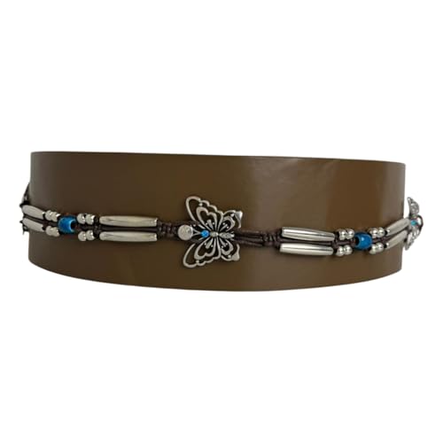 Ceinture en PU ethnique ajustable : accessoire mode femme boucle métal
