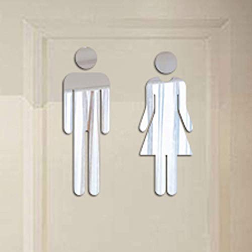Usstore Removable Cute Man Woman Washroom Toilet WC Wall Sticker Family DIY Decor Art Stickers Home Decor Wall Art for Kids Living Room Home Decoration (Only 1 Piece WC Sticker Include)