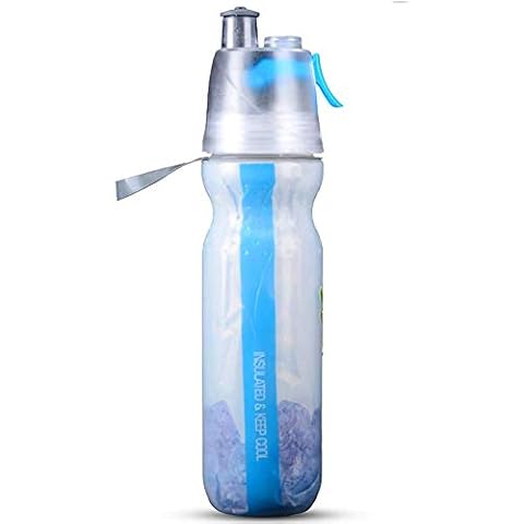 Greneric Portable Sports Misting Water Cup, Reusable Squeeze Spray Bottle Mist Lock Design Double Wall Insulated Leak-proof Travel Hiking Cycling Camping Gym 500ML (BLUE) Cover