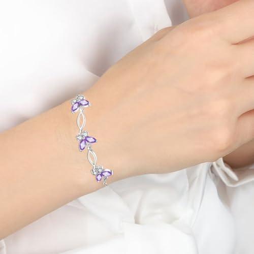 Gifts for Birthday Holiday,Butterfly Shaped Sterling Silver Bracelet Jewelry Adjustable and Charming Link Bracelet for Women Ideal Gifts for Her Mom Wife4