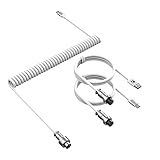 Tendance et pratique et durable : le câble de clavier spiralé utilise un fil de cuivre de haute qualité et une feuille de blindage en aluminium, matériau robuste et durable, pour garantir une transmission stable, une résistance à la traction et pas facile à casser, un câble USB à double gaine en spirale, livré avec une extrémité de câble de type C et deux câbles d'interface : extrémité USB A et extrémité USB C, facile à assortir avec différents styles de configuration de jeu, plus pratique et concis.