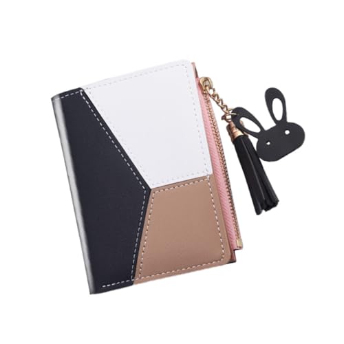 Black Zipper Wallet Small Handbag Tassel Bag Portable Purse for Women Fashion Short Purse