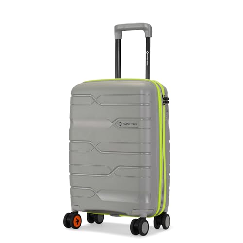 Image of Nasher Miles Cannes Hard-Sided Polypropylene Cabin Luggage 20 inch | 55cm | 8 Wheels Small Trolley Bag for Travel | Suitcase (Grey Neon Green)