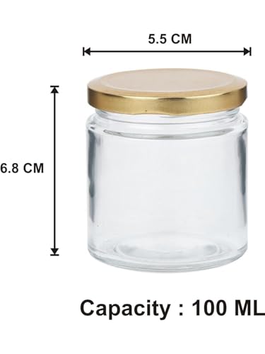 Image of Somil Transparent Glass Storage Jar Set for Kitchen Storage | Food-Grade Containers for Spices, Dry Fruits & Snacks | 100 Ml Each | Pack of 2 | Size 5.5 X 5.5 X 6.8 Cm -AS136