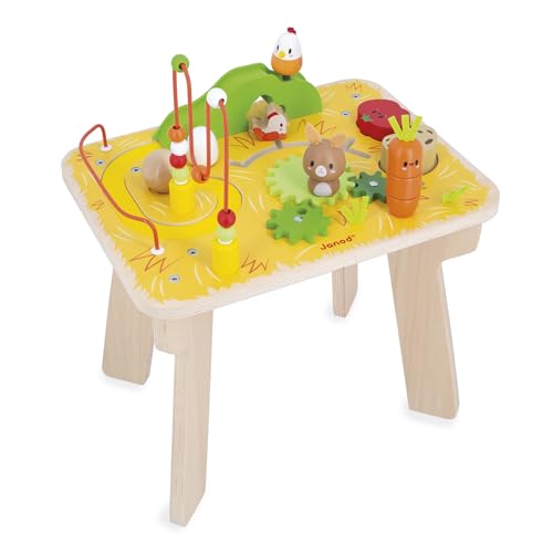 Table d'activités en bois bébé Janod jouet motricité fine 12 mois J03321