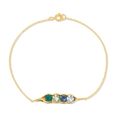 EVE'S ADDICTION 4 Peas in a Pod Birthstone Bracelet - Gold Personalized Birthstone Bracelet - Birthstone Jewelry - Mother's Bracelet Gift for Mom - Gifts for Mom Cover