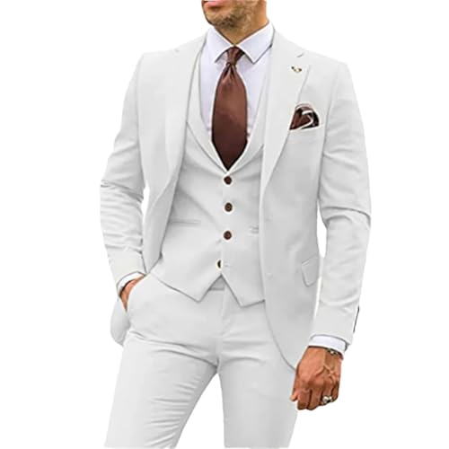 Men Slim Fit Tuxedo Wedding Suits 3 Pieces Groomsmen Formal Party Suit Set