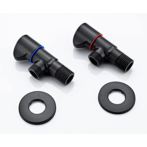 Vanne d'arrêt d'angle 1/2 noir mat robinet laiton raccordement cuisine - 7