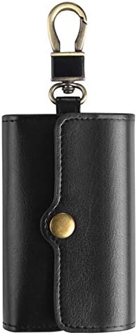 MONOJOY Car Key Fob Protector Bag, Vehicle Key Fob Protector Faraday Signal Blocker Bags and Keys Chain Black PU Leather Key Holder Bag