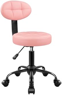 Round Stool with Back for Work SPA Shop Home Massage Height Adjustable Swivel Stool Chair with Wheels (Pink)