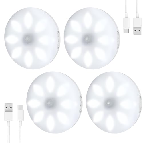 VCY luces led cocina, 8 LED Luz para Armario tiras LED USB Sensor De Movimiento Para Interiores, Recargable Bajo El Gabinete Cocina Armario Ligero Stick Luz Noche Bar,Escaleras, Pasillo Paquete