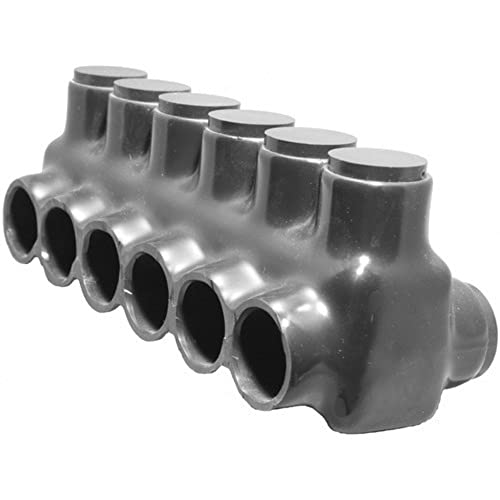 Morris Products 97590 Black Insulated Multi-Cable Connector - Single Entry 8 Ports 500-4 Wire Range, 2-Pack