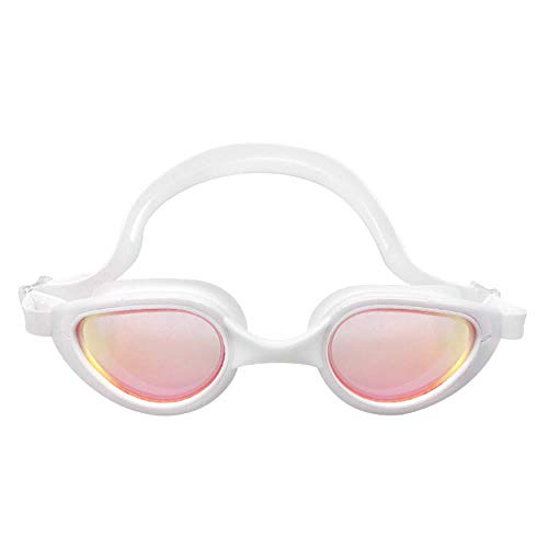 RRS Mirrored Swim Goggles Adult,No Leaking Swim Goggles,UV Protection Swim Goggles,Anti Fog for Adult Men Women Youth,White + red