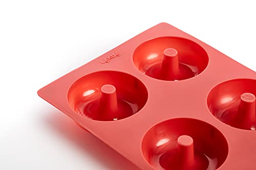 Lékué 0620406R01 Molde Silicona Repostería Doughnut 6 cavidades Rojo, 540 milliliters