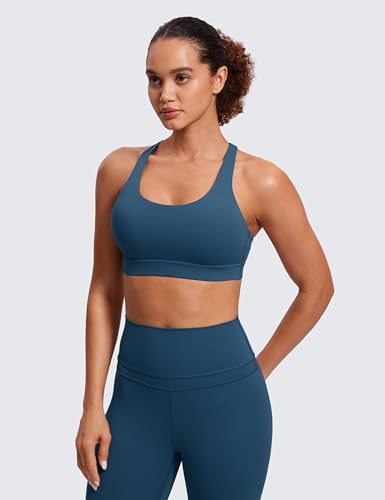 Image of CRZ YOGA Naked Feeling Strappy Sports Bras | Medium Support, Removable Pads, Yoga, Sleek, Scoop Neck, for Women