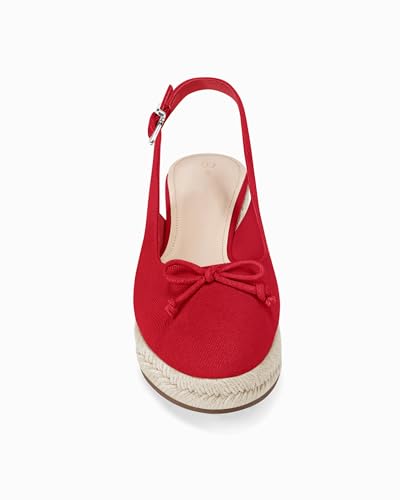 Image of Womens Closed Toe Espadrilles Wedges Shoes Platform Slingback Mid Low Heel Canvas Bow Dress Sandals
