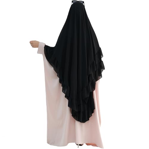 khalat Women's Hijab Chiffon Hijab for Women Muslim 2 Layers Ruffle Lightweight Large Hijab4