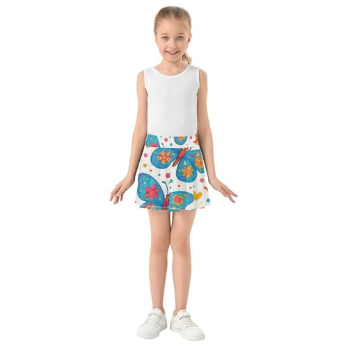 Girls' Shorts Athletic Skorts Tennis Skirts for Kids Rainbow Pleated Skort Colorful Butterfly Floral Geometric 3t3