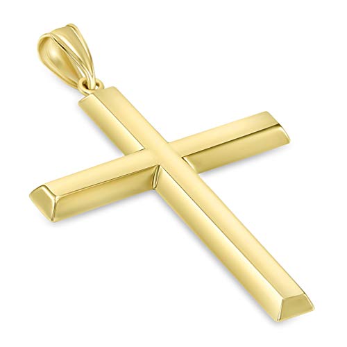 Jewelry America 14k Yellow Gold Plain & Simple Religious High Polish Cross Pendant Necklace Available with Rolo, Curb, or Figaro Chain2
