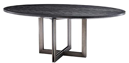 Casa Padrino Mesa de Comedor de Lujo Negro/Bronce 200 x 120 x H. 76 cm – Mesa de Cocina Ovalada – Muebles de Comedor de Lujo
