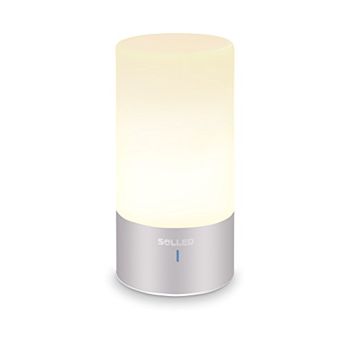 SOLLED LED Table Lamp, Sensor Touch Bedside Lamp, Dimmable Warm White Night Light, RGB Color Changing Modern Desk Lamp Nightstand Lamp For Bedroom, Plug-in