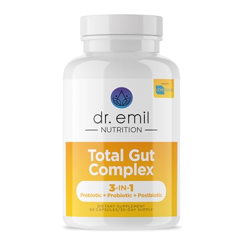 DR. EMIL NUTRITION Total Gut Health Complex - Prebiotic, Probiotic & Postbiotic Supplement - Supports Digestive Health, Bloating & Gut Balance - Non-GMO & Soy-Free - 60 Capsules