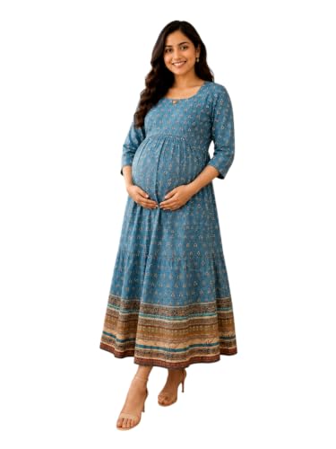 Image of RITIJYA Feeding Kurta for Women with Zip | Maternity Kurti for Nursing Mothers | Concealed Zipper, Extra Pleats Pre to Post Pregnancy | Quick-Dry Comfort Fabric | S-4XL