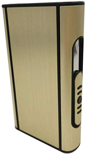 RAFFISH 2 pièces - 10 bâtons de Porte-Cigarette Automatique, opération à Une Main, Support de Cigarette Robuste, extérieur en métal et intérieur en Plastique, Portable créatif Ultra-minceGold Cover