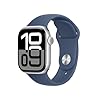 Apple Watch Series 10 [GPS 42mm case] Smartwatch with Silver Aluminium Case with Denim Sport Band - S/M. Fitness Tracker, ECG App, Always-On Retina Display, Water Resistant