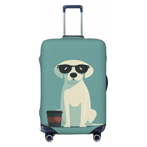 White Puppy With Black Sunglasses Elastic Travel Luggage Covers Dustproof Scratch-Resistant Suitcase Protector Fit 22-24 Inch