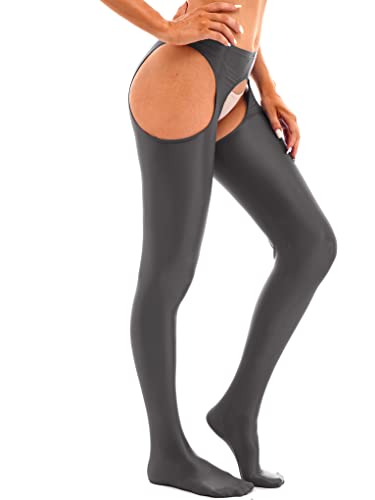 Women's Semi Opaque Oil Glossy Stockings Pantyhose Leggings Cutout Footed Tights Pants2