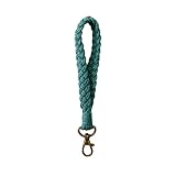 Llavero bohemio de macramé, hecho a mano, con borlas, llavero de muñeca, para mujer, A_verde oscuro, M