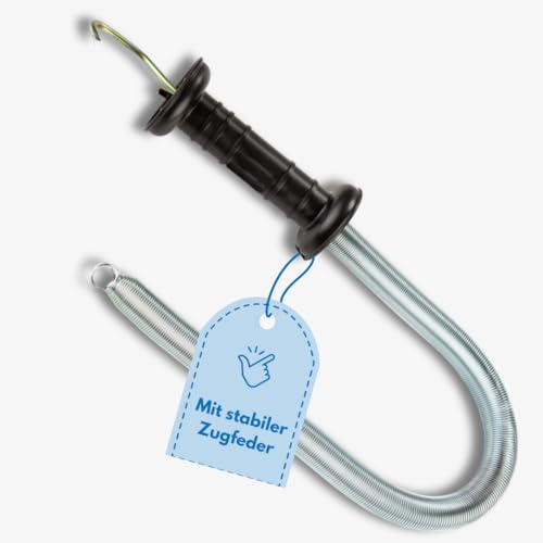 Farmland Herkules Poignée de portail clôture électrique ouverte – Poignée isolée robuste – Avec ressort 5 m – Pour clôture de pâturage – Accès facile à...